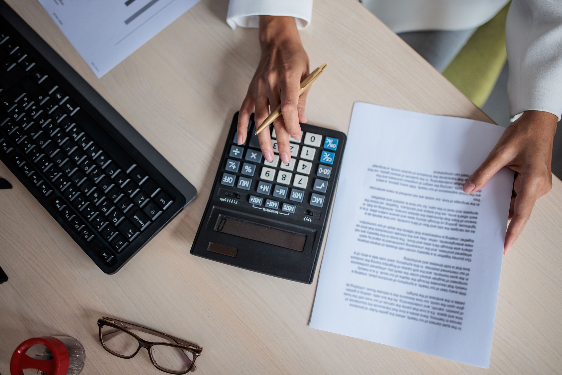 Young woman working in accountancy office